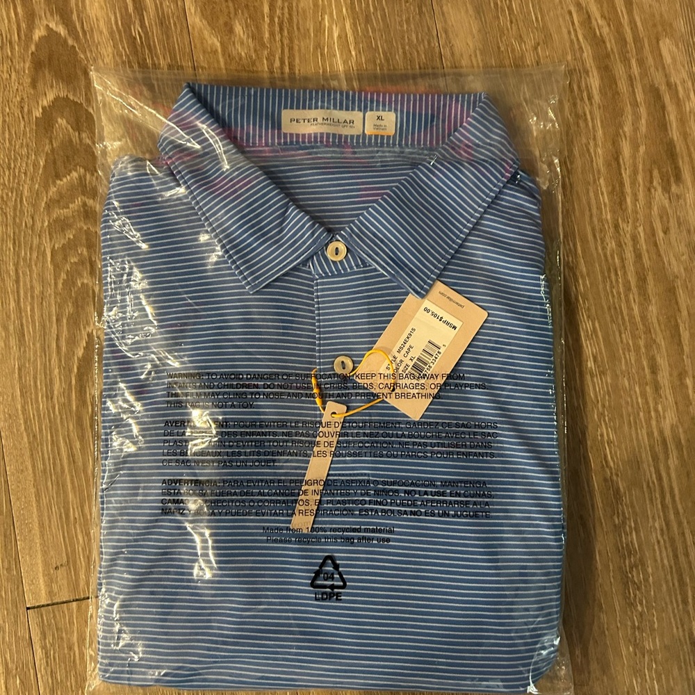 Peter Millar Blue Striped Polo Shirt